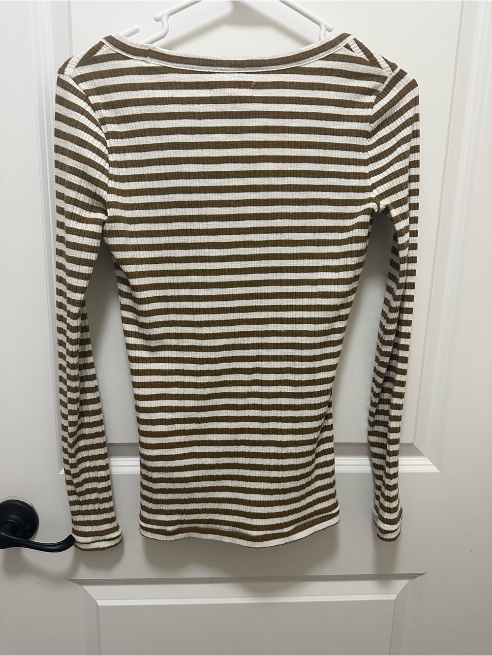Madewell Brown & White Striped Ribbed Long-Sleeve Top - Picture 4 of 4